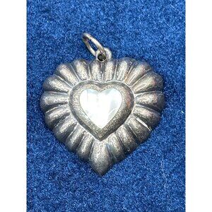Vintage Sterling Silver Heart Pendant puffy Thailand 925